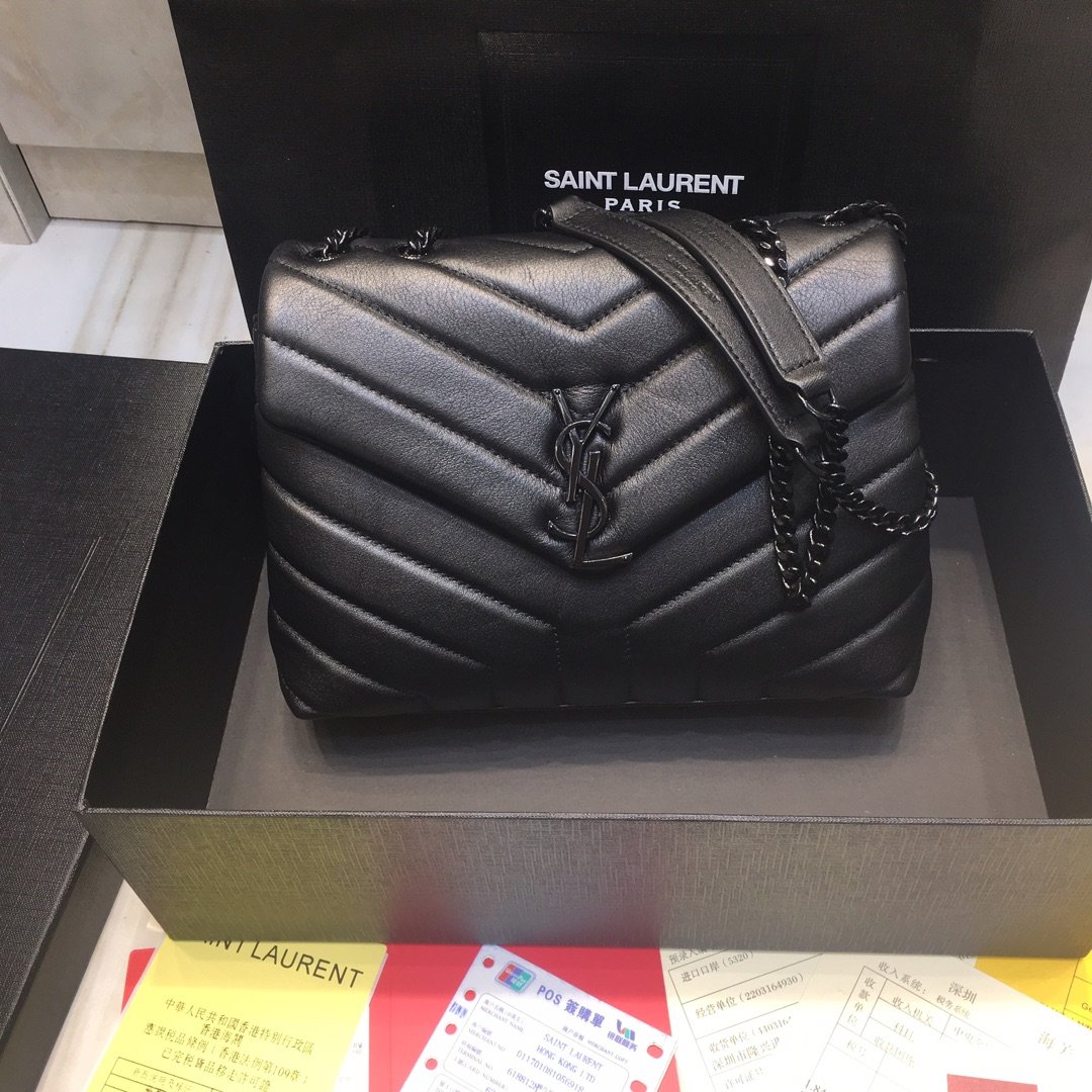 Saint Laurent Loulou Small Leather Shoulder Bag Black